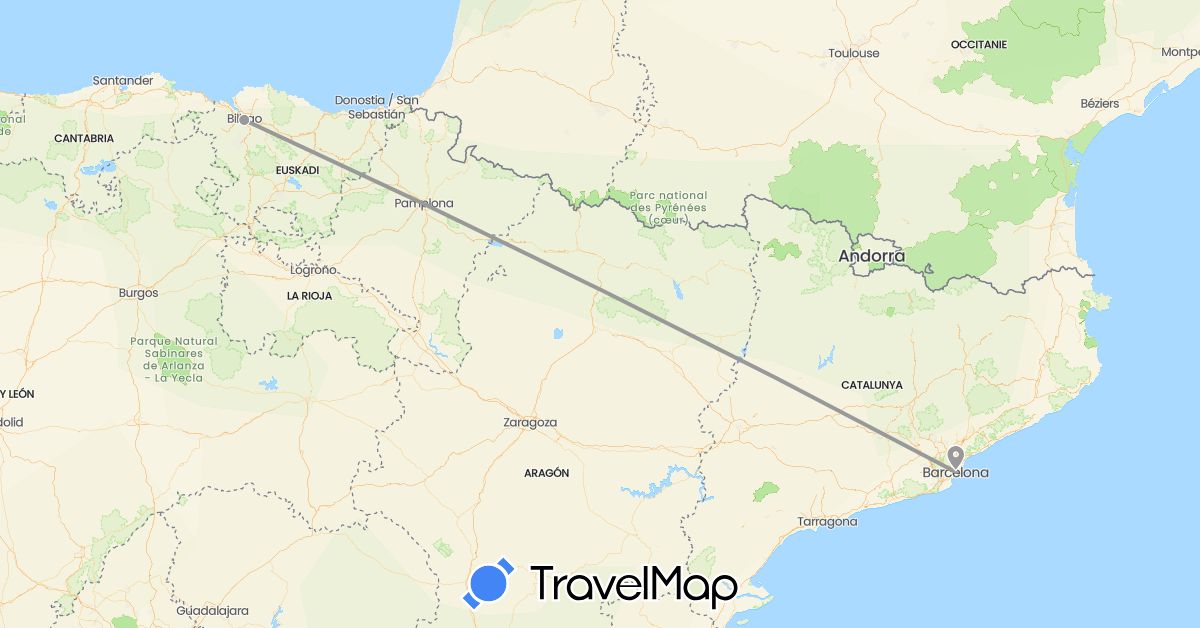 TravelMap itinerary: driving, plane in Spain (Europe)